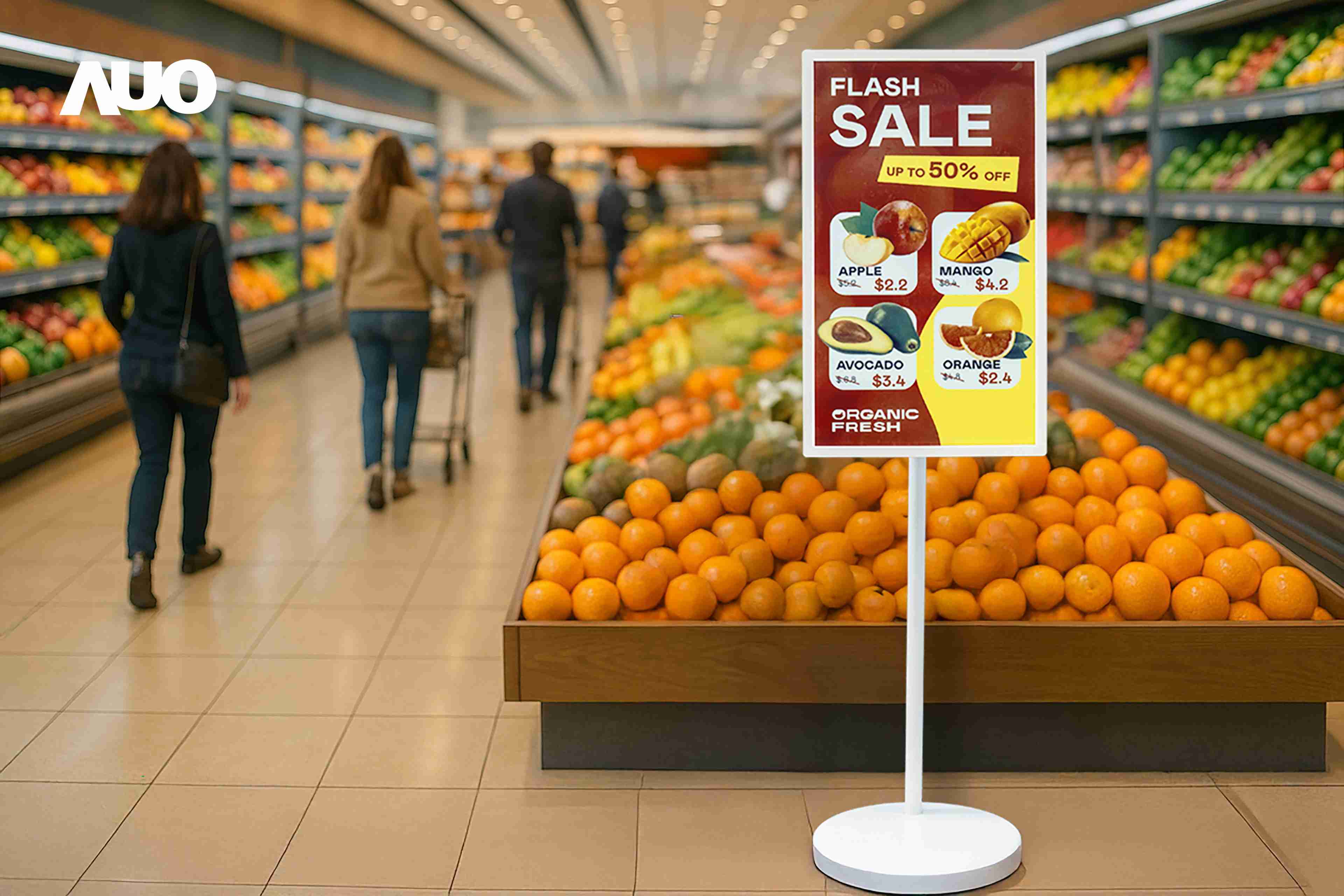 达擎首亮相低功耗、、、全彩的〝aecoPost电子纸解决方案〞，，，，仅在更新画面时需要微量的电力驱动，，，，无需布建电线的便捷设计，，，，使其可灵活应用、、、、随意置放，，并可透过云端或行动装置app，，，轻松管理及排程广告内容，，晋升店头营销利器。。。。